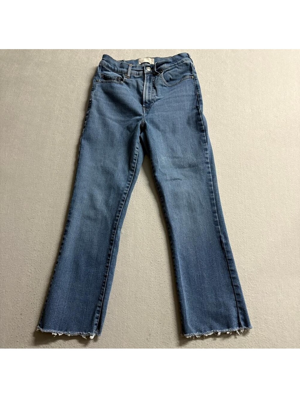 Everlane The Authentic Stretch Slim Bootcut Jeans Womens 24 Blue Raw Hem Denim
